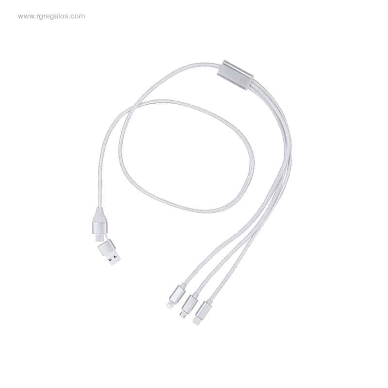 Cable cargador aluminio reciclado blanco