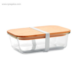 Fiambrera vidrio tapa bambu rg regalos personalizados