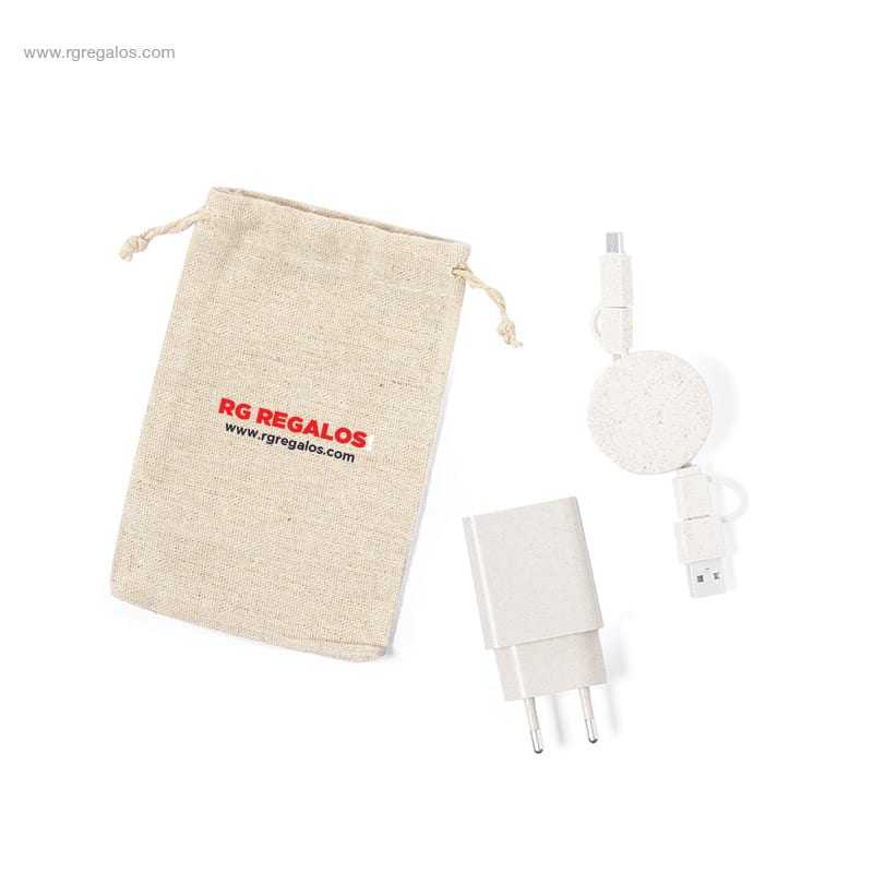 Set cargador USB eco personalizado