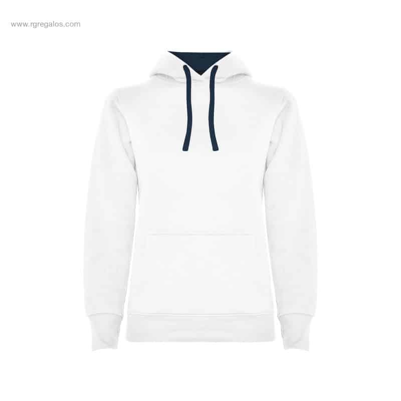 Sudadera entallada capucha bicolor blanca azul