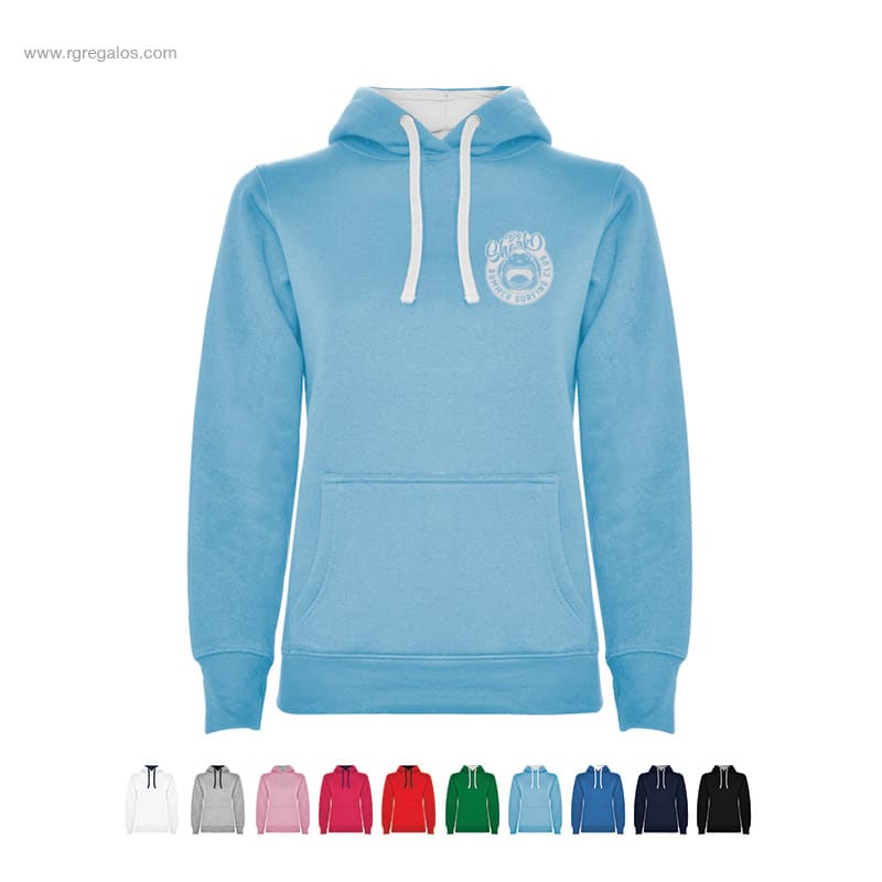 Sudadera entallada capucha bicolor