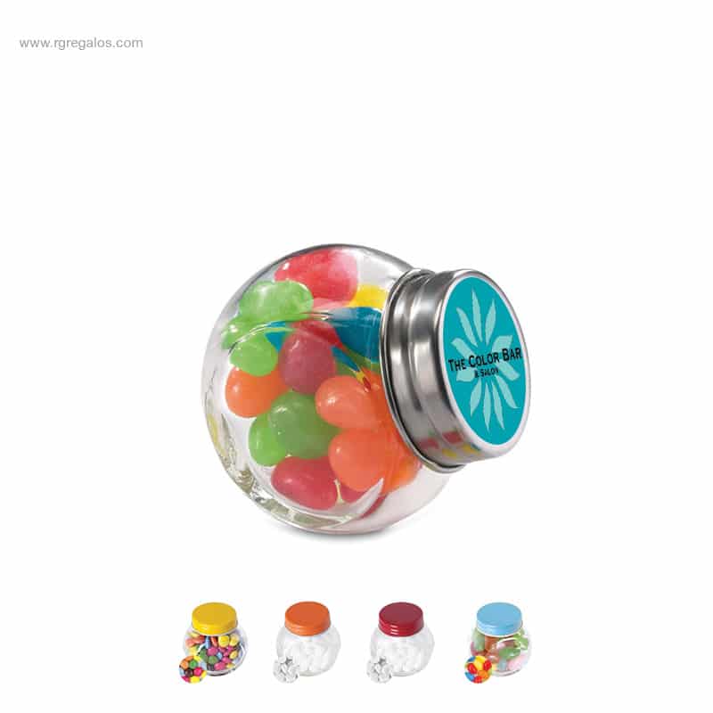 Bote cristal con caramelos para personalizar