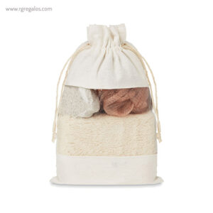 Set baño 3 piezas con bolsa de yute rg regalos publicitarios