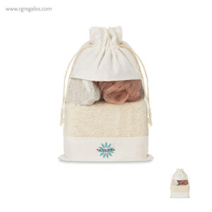 Set baño 3 piezas con bolsa yute rg regalos publicitarios