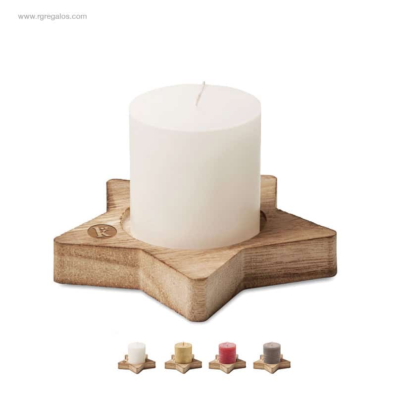 Porta vela estrella fusta per a logo