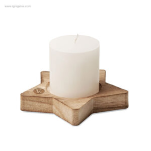 Portavela estrella fusta logo RG regals