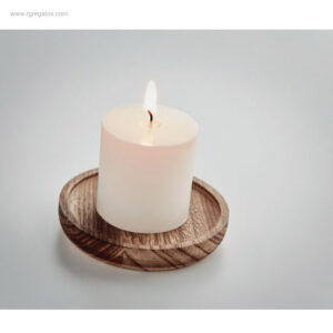 Portavela redondo madera vainilla RG regalos