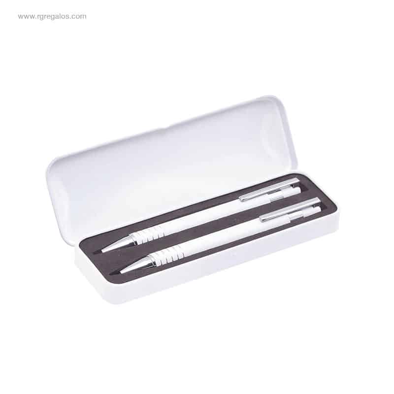 Set bolígrafo y portaminas publicitario blanco