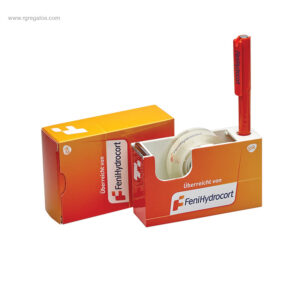 Porta rollo cinta adhesiva personalizada con logo y bolígrafo