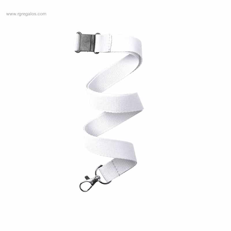 Lanyard barato con cierre seguridad blanco para ferias y eventos
