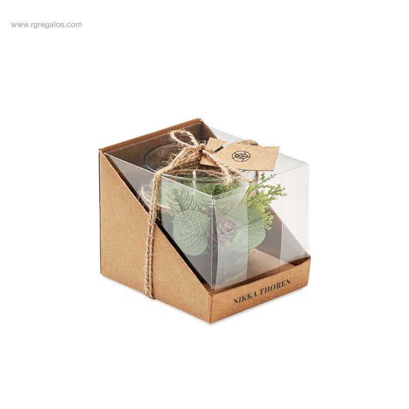 Vela personalizada decoración bosque con logo