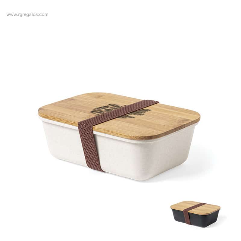 Fiambrera PP tapa bambú con logo