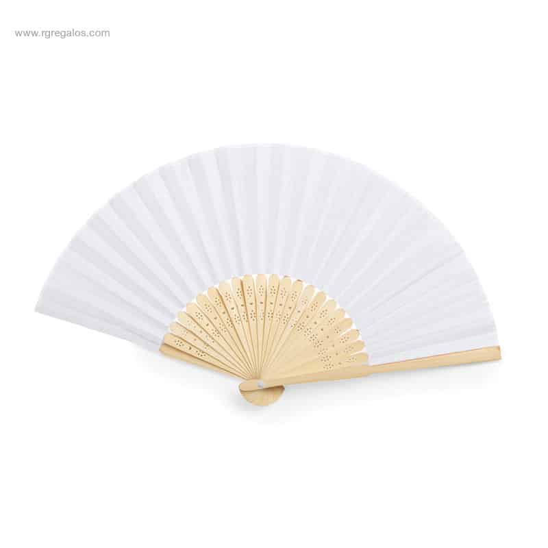 Abanico bambú troquelado personalizado blanco