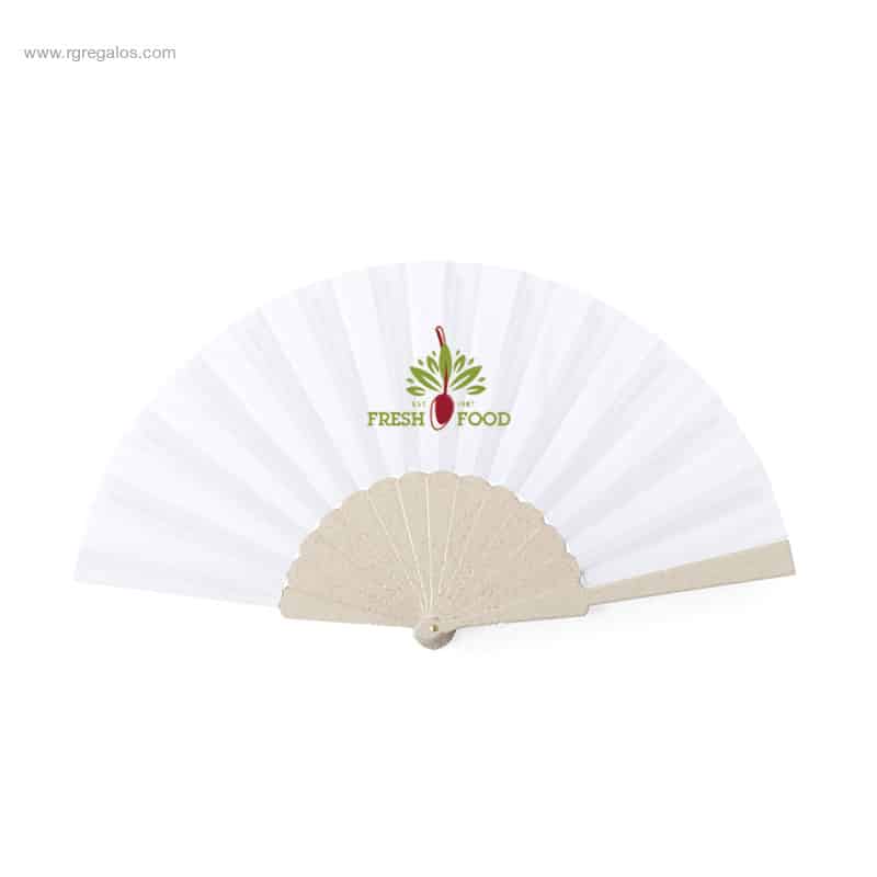 Abanico personalizado bambú y RPET logo