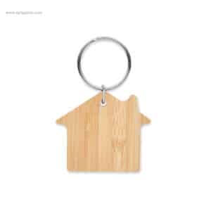 Llavero casa en bambú para logo