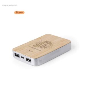 Power Bank bambú y aluminio publicitario