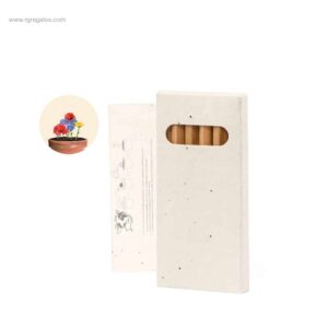 Caja lápices semillas flores 6 colores