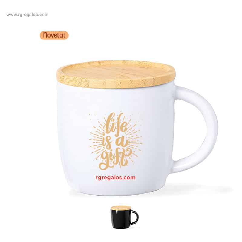 Tassa cerámica amb tapa bambú