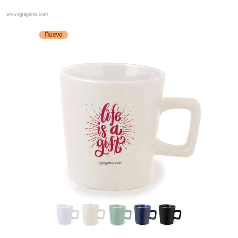 Taza cerámica asa cuadrada 300ml personalizada