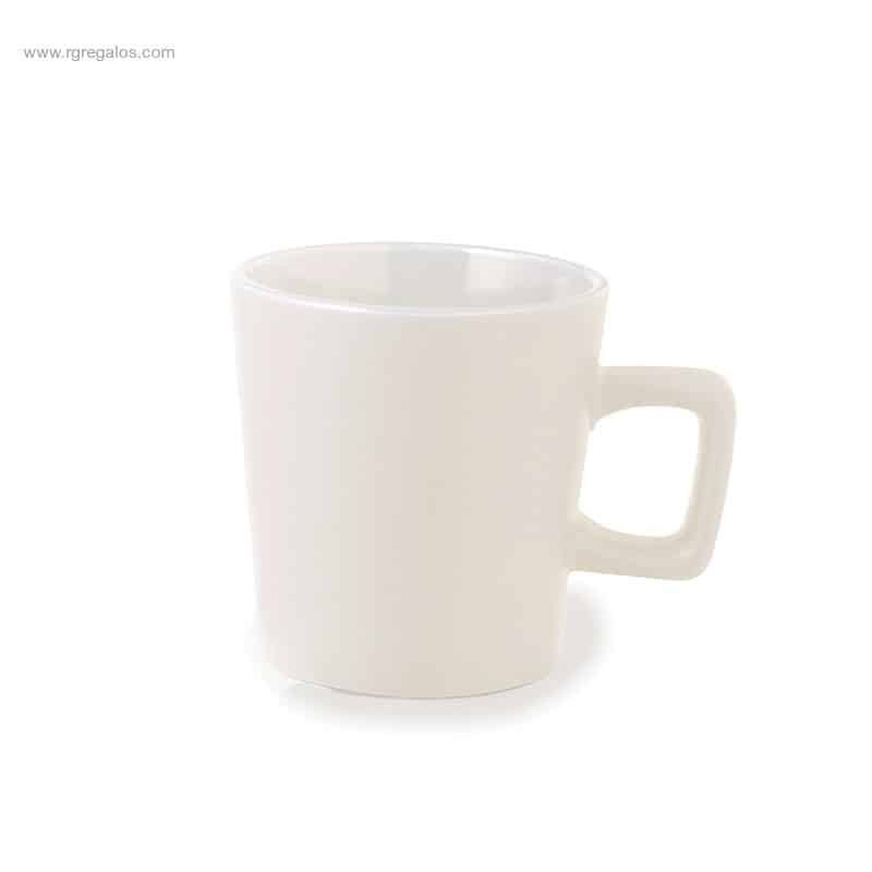 Taza cerámica asa cuadrada mate 300ml crema