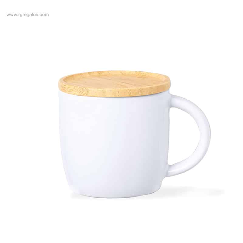 Taza cerámica con tapa 350ml blanca