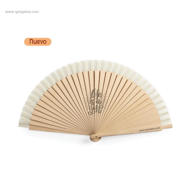 Abanico madera detalle algodón personalizado