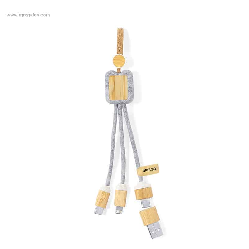 Cable cargador fieltro RPET para logo