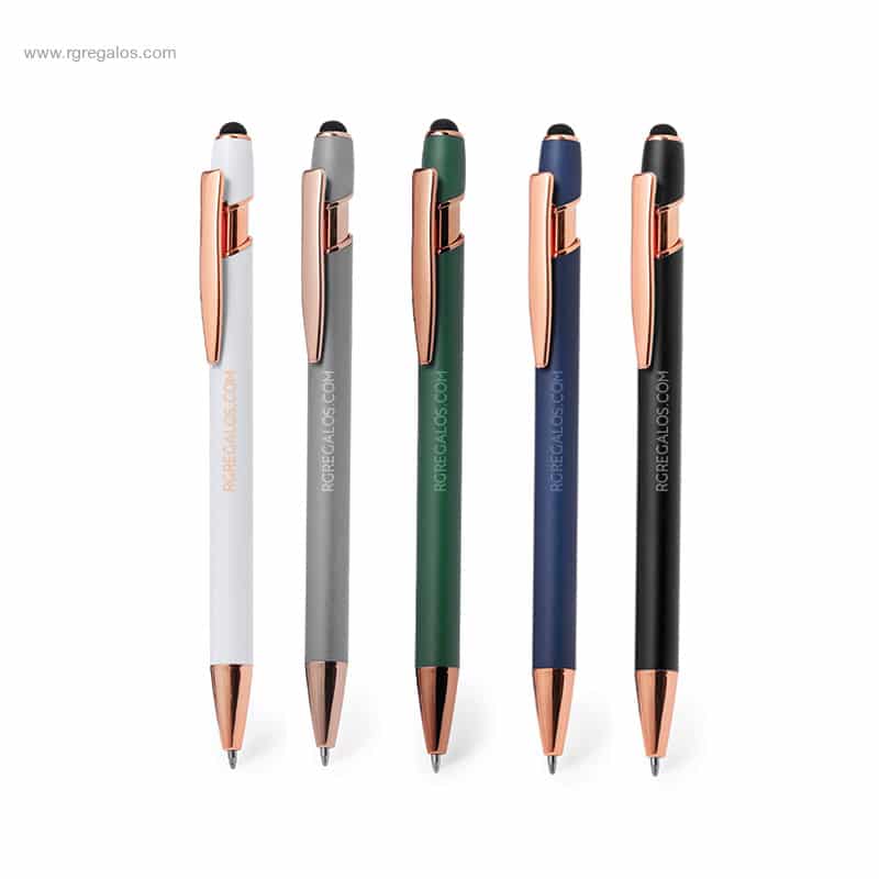 Bolígrafo puntero aluminio detalles cobre para logo