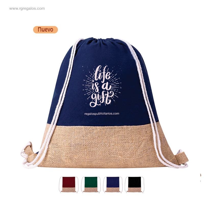 Mochila saco algodón y yute personalizada