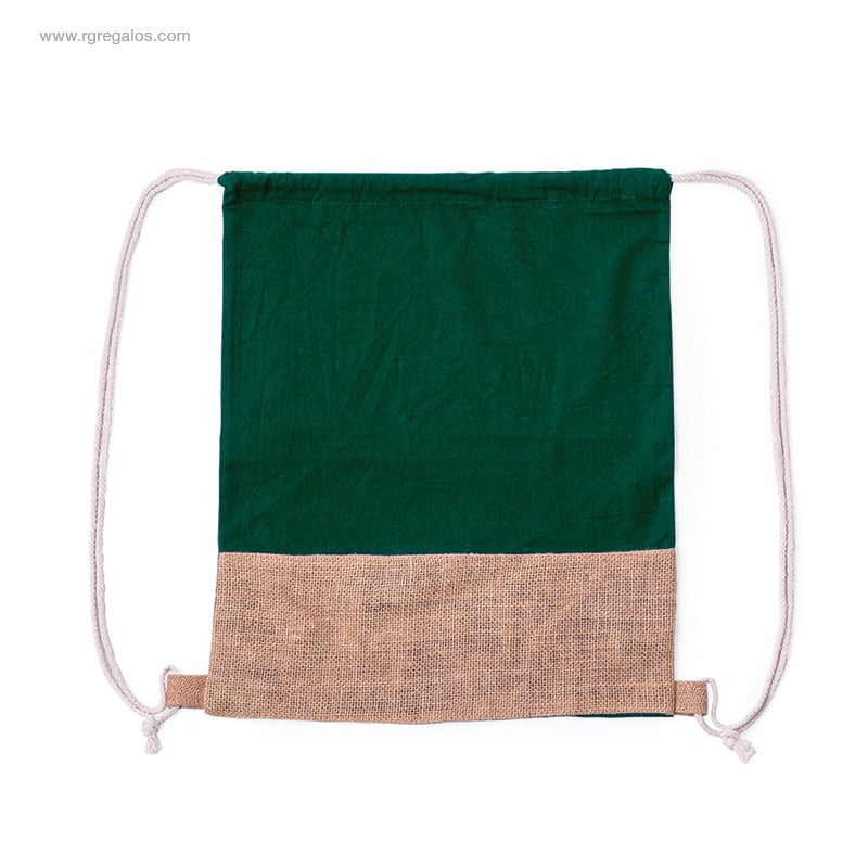 Mochila saco algodón y yute verde
