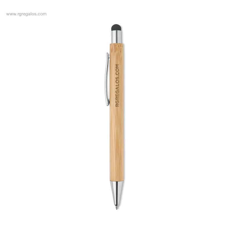 Bolígrafo puntero bambú barato logo para regalos publicitarios baratos en Barcelona