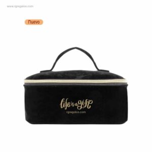 Necesser vellut negre amb asa per a logo