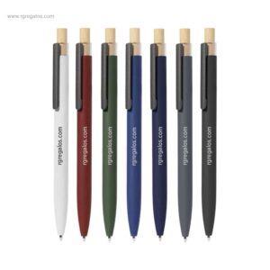 Bolígrafo-aluminio-reciclado-tacto-goma-y-bambú