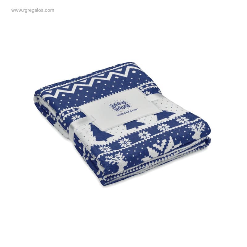 Manta RPET diseño navideño azul