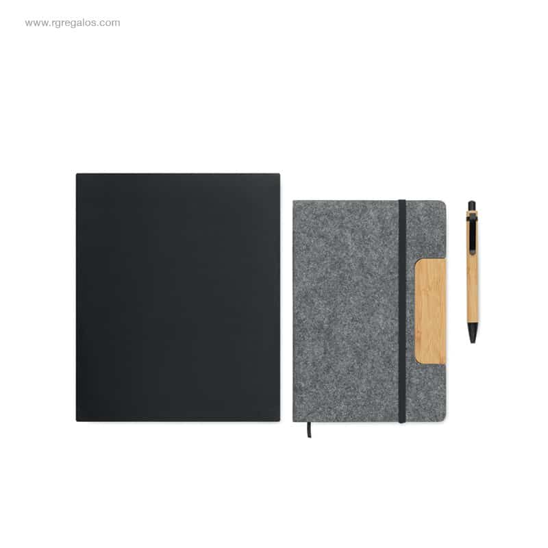 Set libreta RPET fieltro con bolígrafo