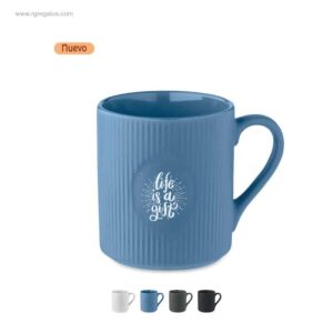 Taza personalizada cerámica estriada mate