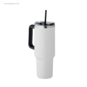 Taza térmica personalizada con pajita blanca
