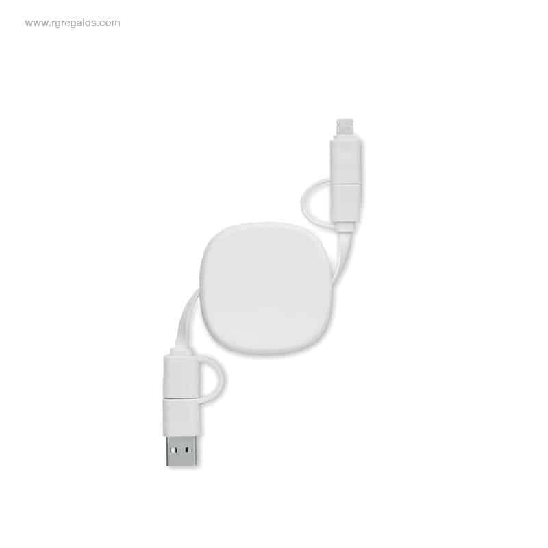 Cable carga retráctil personalizado blanco