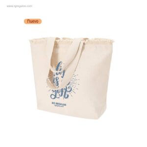 Bolsa algodón con flecos 320gr personalizada