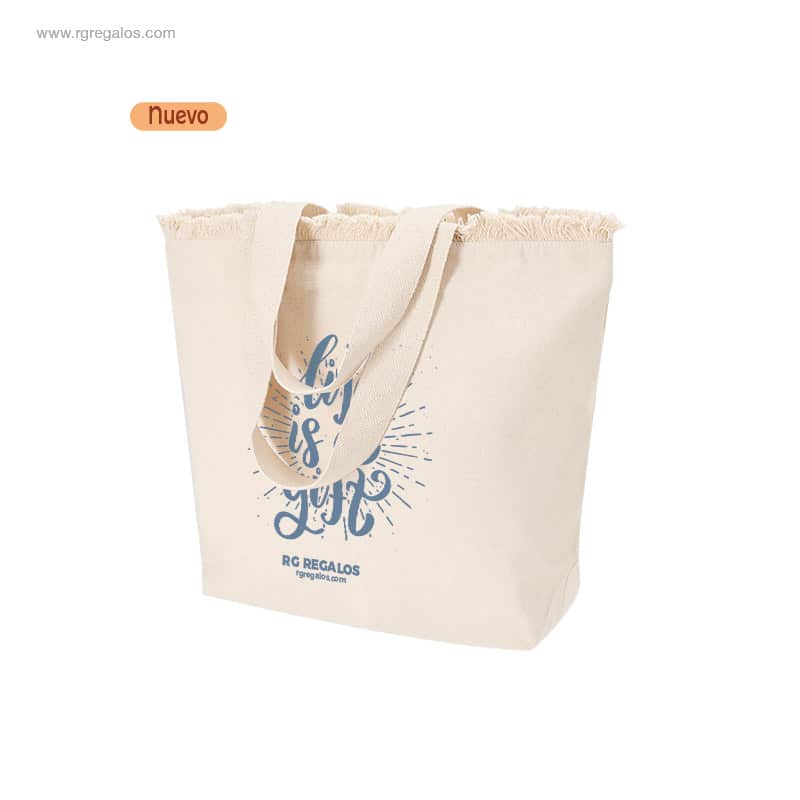 Bolsa algodón con flecos 320gr personalizada