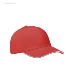 Gorra personalizada ribete color algodón 260gr rojo