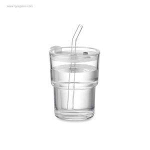 Vaso de cristal con pajita para logo