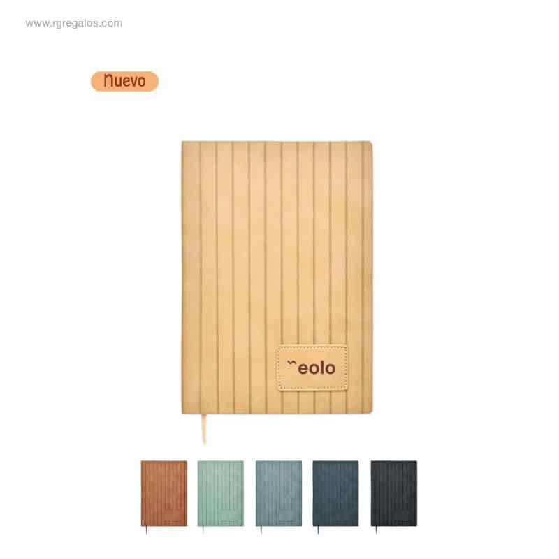Libreta A5 de PU reciclado con cubierta acanalada personalizada