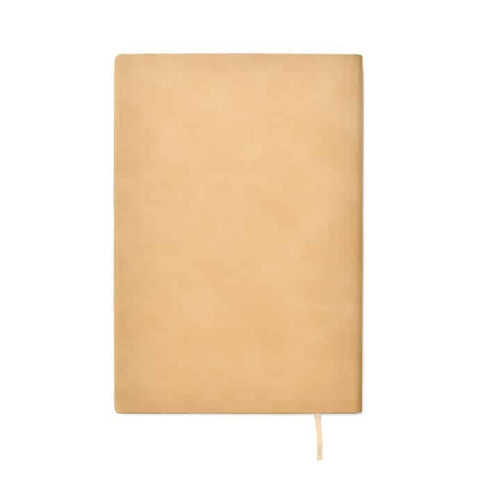 Libreta beige A5 de PU reciclado con cubierta acanalada personalizada