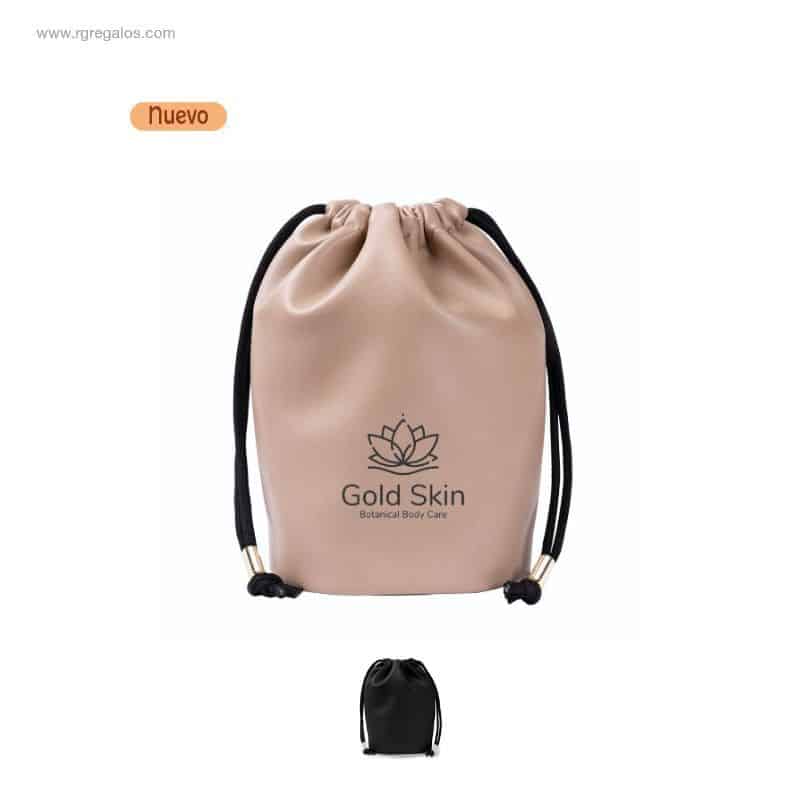 Sac de PU folrat personalitzat en color maquillatge i negre per a regals d'empresa sofisticats