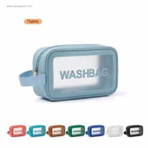 neceser pvc azul traslucido higienico kits viaje para regalos publicitarios